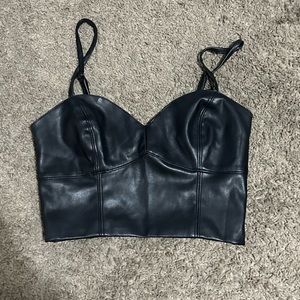 Leather Bustier Crop Top